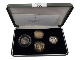CASED SET OF SILVER PROOF PIEDFORT 4 COIN COLLECTION WITH CERTIFICATE
