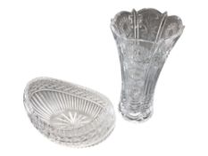 LARGE CRYSTAL VASE AND BOWL