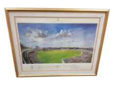 SIGNED CRICKET PRINT - SIGNED BY DICKIE BIRD & OTHERS