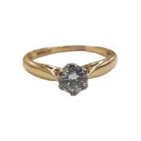 18 CARAT YELLOW GOLD DIAMOND SOLITAIRE RING WITH 0.33 CARAT OF DIAMONDS