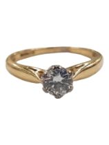 18 CARAT YELLOW GOLD DIAMOND SOLITAIRE RING WITH 0.33 CARAT OF DIAMONDS
