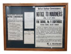 FRAMED BELFAST HARBOUR COMMISSIONERS NOTICES / POSTERS