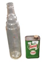 OLD ESSO BOTTLE AND CASTROL OIL CAN