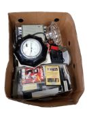 BOX LOT TO INCLUDE TAPE RECORDER AND CUTLERY