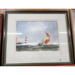 SIGNED WATERCOLOUR - LIGHTHOUSE