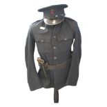 1950's 'B' SPECIALS/ULSTER SPECIAL CONSTABULARY TUNIC HIGH COLLAR, CAP & SNARE BELT WITH HOLSTER