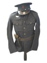 1950's 'B' SPECIALS/ULSTER SPECIAL CONSTABULARY TUNIC HIGH COLLAR, CAP & SNARE BELT WITH HOLSTER