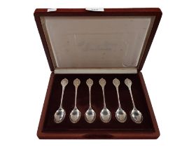 CASED SET OF 6 SILVER SPOONS - THE SOVEREIGN QUEENS SPOON COLLECTION WITH CERTIFICATES CIRCA 110