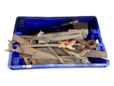 LARGE QUANTITY OF SAWS AND OTHER TOOLS