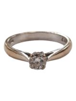 18 CARAT WHITE GOLD DIAMOND SOLITAIRE RING WITH 0.33 CARAT OF DIAMONDS