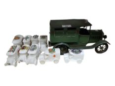 9 VARIOUS GOSS STYLE CRESTED MODEL AMBULANCES AND TIN PLATE MODEL