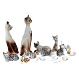 SHELF LOT OF VINTAGE CAT FIGURES