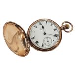 9 CARAT GOLD FULL HUNTER WALTHAM POCKET WATCH - GROSS WEIGHT - 927 GRAMS