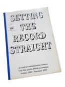 BOOKLET - SETTING THE RECORD STRAIGHT - A RECORD OF COMMUNICATIONS BETWEEN SINN FEIN AND THE BRITISH