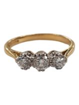 18 CARAT YELLOW GOLD 3 STONE DIAMOND RING WITH 0.50 CARAT OF DIAMONDS