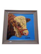 RON KEEFER - OIL ON BOARD - BULL 61CM X 61CM