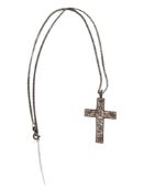 SILVER WHITE CRYSTAL CROSS PENDANT ON SILVER CHAIN