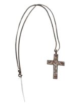 SILVER WHITE CRYSTAL CROSS PENDANT ON SILVER CHAIN