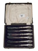 SET OF 6 HALLMARKED SILVER HANDLE VICTORIAN KNIFES