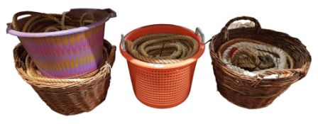 4 BASKETS OF OLD SAILING ROPE