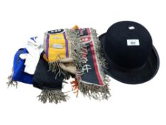 QUANTITY OF VINTAGE MASONIC, ORANGE ORDER AND ROYAL BLACK PRECEPTORY ITEMS AND BOWLER HAT