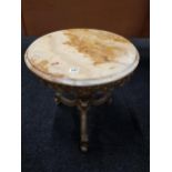 MARBLE TOPPED BRASS LAMP TABLE