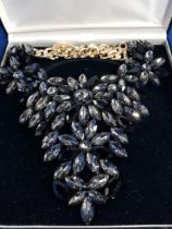 SHOW STOPPER BLACK STONE DESIGNER NECKLACE (BOXED)