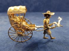 CHINESE SILVER RICKSHAW WITH FIGURE