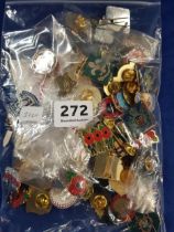 BAG LOT OF MILITARY & POPPY PIN BADGES