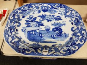 LARGE BLUE & WHITE MASONS MEAT PLATTER