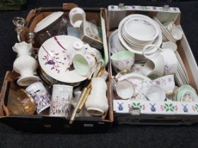 2 BOX LOTS OF CHINA, DINNER SERVICE & ORNAMENTS