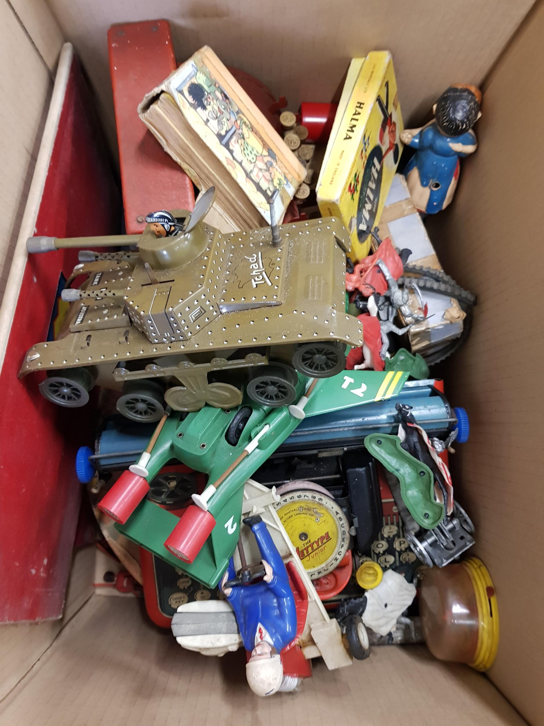 LARGE BOX OF VINTAGE TOYS AND GAMES