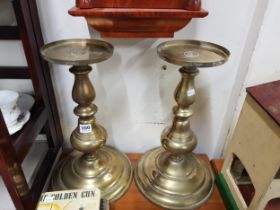 PAIR OF LARGE BRASS CANDLESTICKS