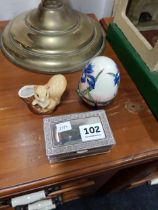 TRINKET BOX, HAND PAINTED EGG AND ROYAL FAUNA HORNSEA POTTERY SQUIRREL