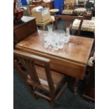 ANTIQUE DROP LEAF TABLE & 2 CHAIRS