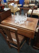 ANTIQUE DROP LEAF TABLE & 2 CHAIRS