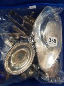 BAG OF MIXED PLATED WARE TO INCLUDE KNIFE REST ETC