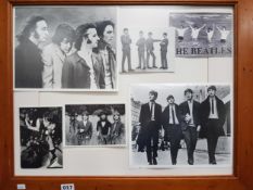 FRAMED COLLAGE OF BEATLES PHOTOGRAPHS