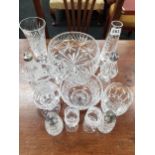 MIXED SELECTION OF CUT GLASS TO INCLUDE WATERFORD AND TYRONE