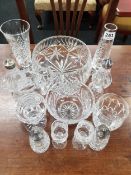 MIXED SELECTION OF CUT GLASS TO INCLUDE WATERFORD AND TYRONE
