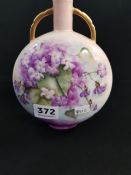 ANTIQUE LIMOGES HARILAND HAND PAINTED CANTEEN VASE 16CM