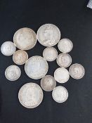 BAG LOT OF VICTORIAN AND OTHER SILVER COINS