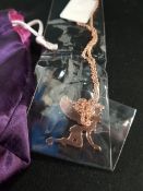 DISNEY COUTURE ROSE GOLD PLATE TINKERBELL PENDANT & CHAIN