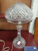 ANTIQUE CRYSTAL LAMP & SHADE - CRYSTAL ALL IN GOOD CONDITION BUT NEEDS RE-WIRED