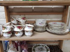 QUANTITY ROYAL ALBERT COUNTRY ROSE & PART HAND PAINTED TEA SET