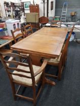 ERCOL DINING TABLE & 6 CHAIRS