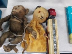 2 ANTIQUE DOLLS TO INCLUDE SOOTY AND MATCHBOX LORRY