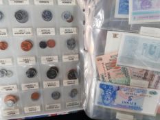 FOLDER OF WORLD BANKNOTES AND COINS