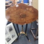 VICTORIAN FRENCH ETERGIE TIP UP INLAID CENTER TABLE