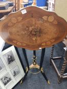 VICTORIAN FRENCH ETERGIE TIP UP INLAID CENTER TABLE